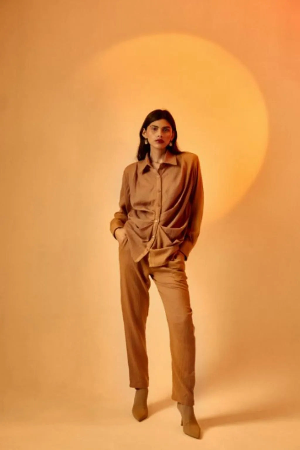 Echo Woolen Cocoa Top + Pant Set