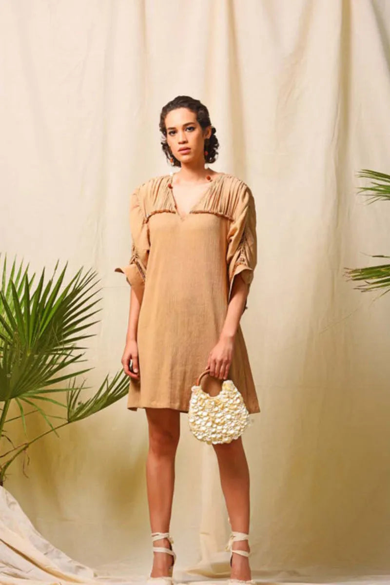 Short ruched sleeve dress