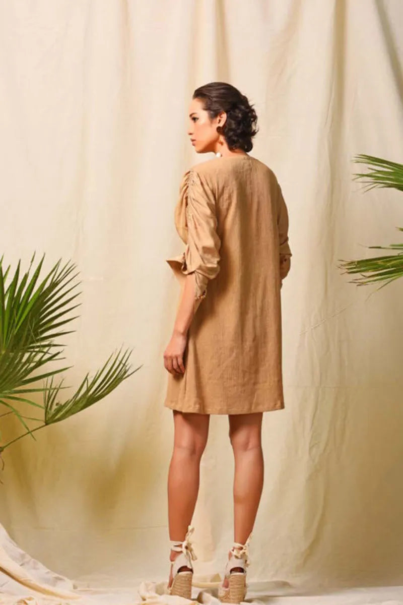 Short ruched sleeve dress