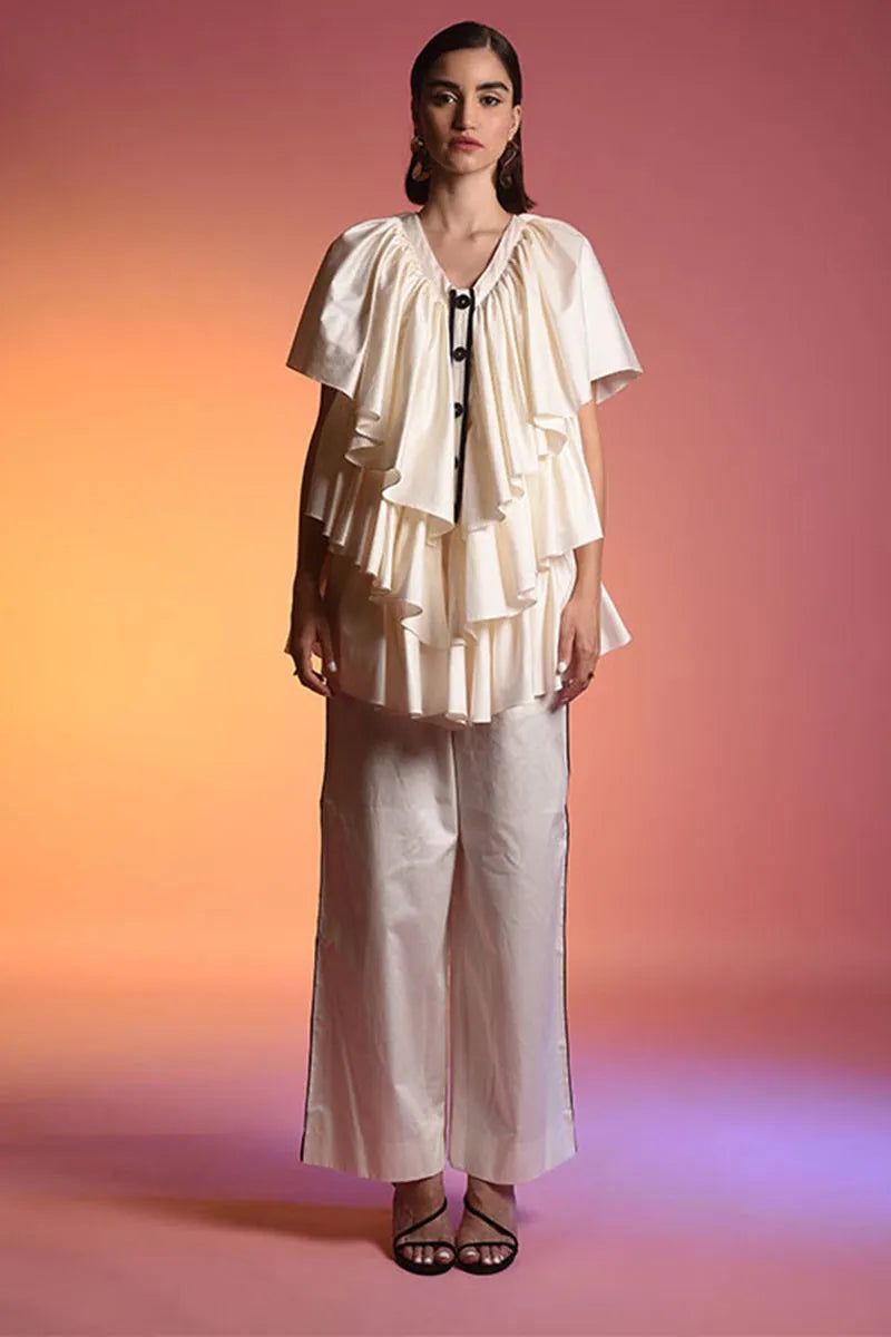 White Cotton Ruffle Set