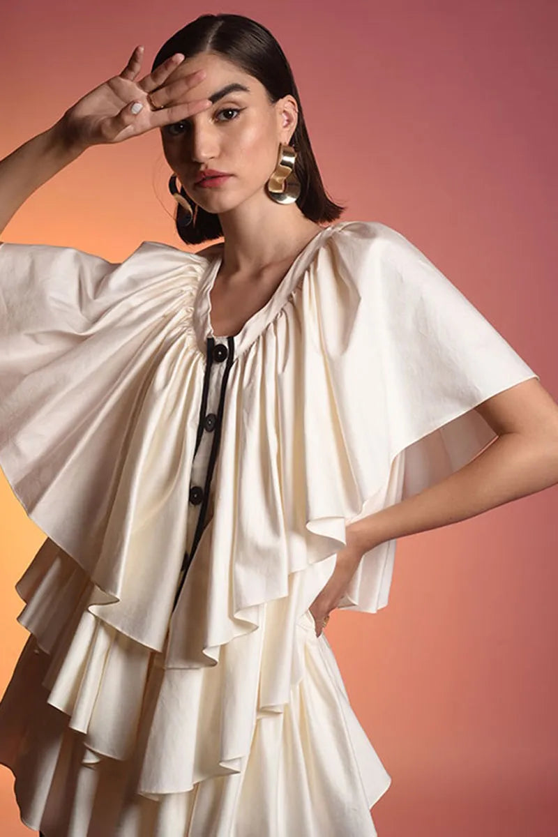 White Cotton Ruffle Set