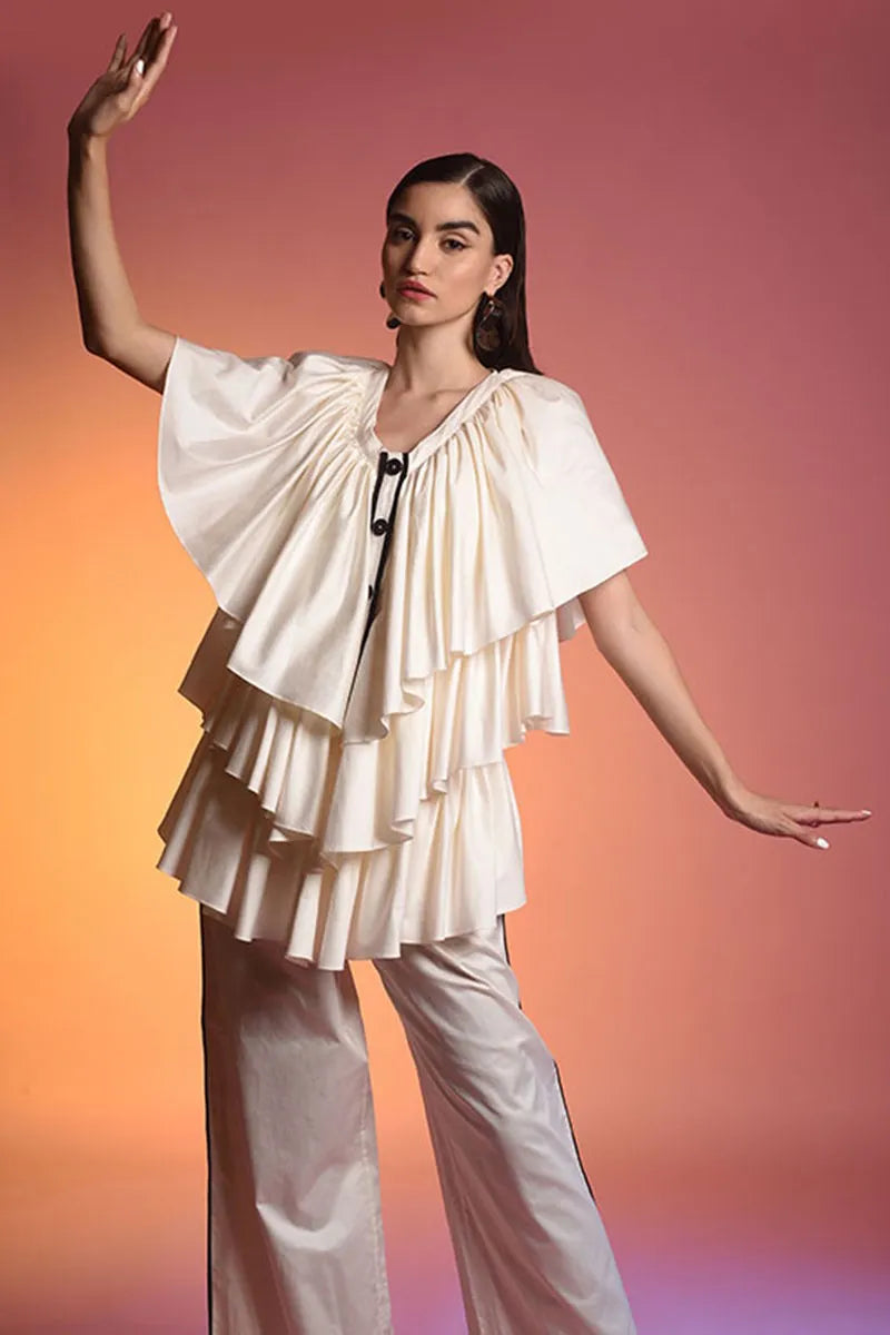 White Cotton Ruffle Set