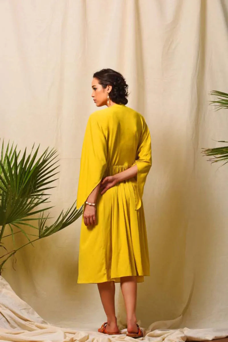 Yellow Sunflower Gather Dress