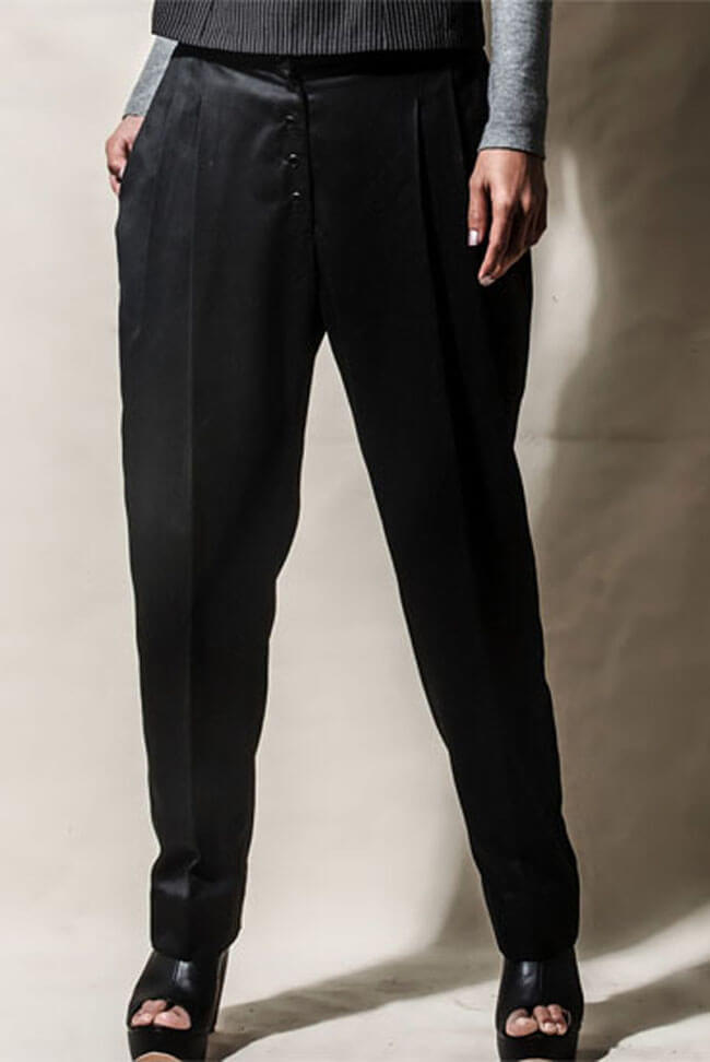 Buy Popwings Black Bootcut Women Trouser ! Black Button Styling Formal Wide  Leg Trousers for Women Online at Best Prices in India - JioMart.